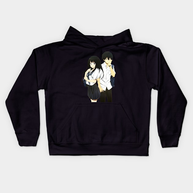 Hyouka Eru Chitanda Houtarou Oreki Kids Hoodie by RhysDawson